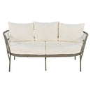 4-Piece Rattan Outdoor Patio Conversation Set with Seating Set for 5 and Coffee Table for Porch, Backyard and Garden (Brown Grey)