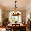 Rustic 6-Light Wagon Wheel Chandelier, Farmhouse Chandeliers