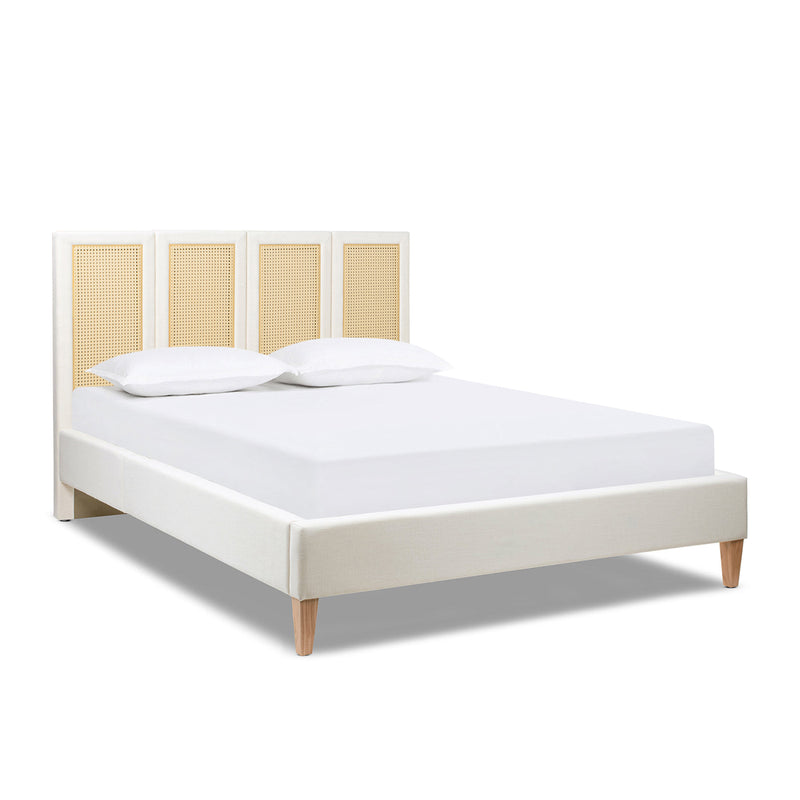 Toscana Queen Upholstered Cane Back Platform Bed, photo 5 of 10