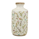 D5.3x10.6' Ceramic Cylinder Vase with Multi-Colored Floral Motifs by HouseOfZazla