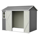 8'x6' Large Steel Storage Shed with Window, Lockable Doors & Sloped Roof, Heavy Duty Outdoor Tool Shed for Garden, Patio, Backyard, Lawn - Dark Gray by Montret