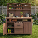 TOPMAX Large Fir Wood Potting Bench with Hutch and Storage by HouseOfZazla