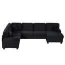 Upholstered U-Shaped Sectional Sofa With Movable Ottoman And Side Storage Pockets by Unique Piece Furniture