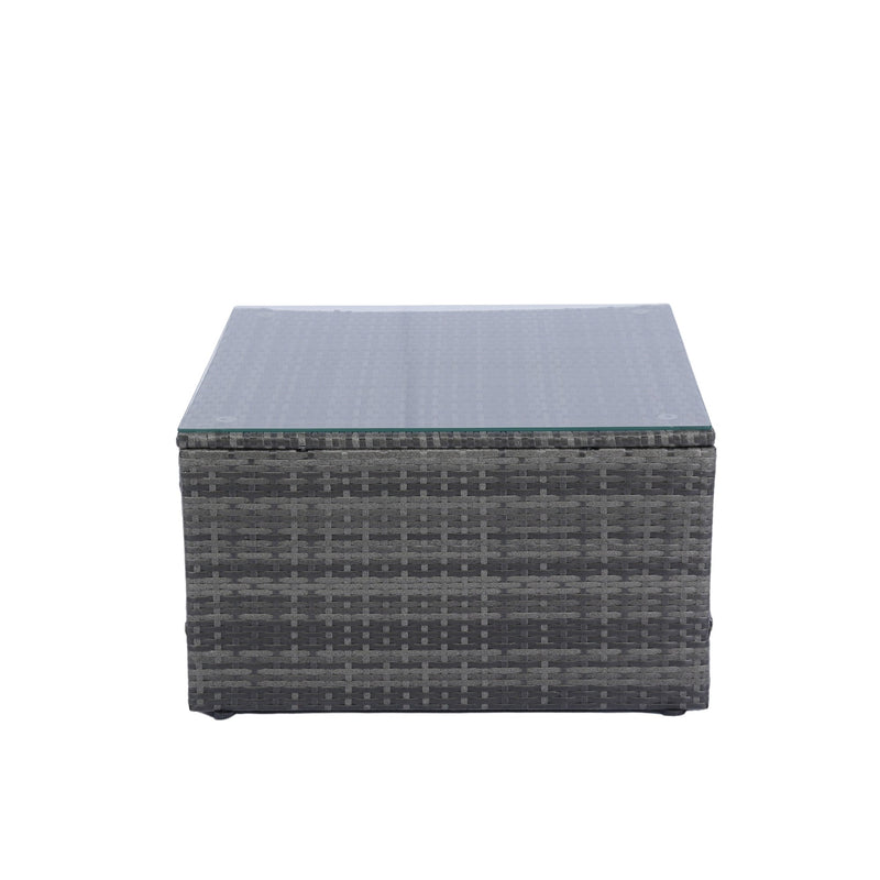 5 Pieces PE Rattan sectional Outdoor Furniture Cushioned U Sofa set with 2 Pillow Grey wicker + Black Cushion