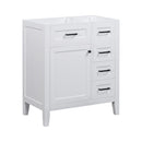 30" Bathroom Vanity without Sink, Cabinet Base Only, Bathroom Cabinet with Drawers, Solid Frame and MDF Board, White