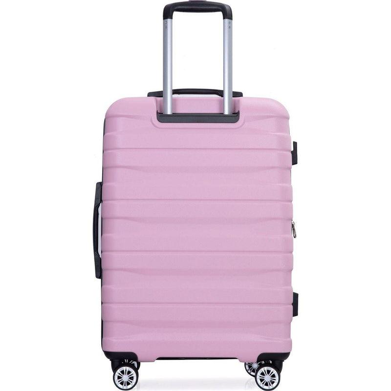 3 Piece Luggage Sets PC Lightweight & Durable Expandable Suitcase with Two Hooks, Double Spinner Wheels, TSA Lock, (21/25/29) Pink