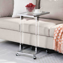 Glass Top C Shape Square Table With Metal Base For Living Room by Unique Piece Furniture