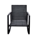 3 Pieces Patio Bistro Set Outdoor Rocking Chair with Blue Cushion for Yard Garden Poolside