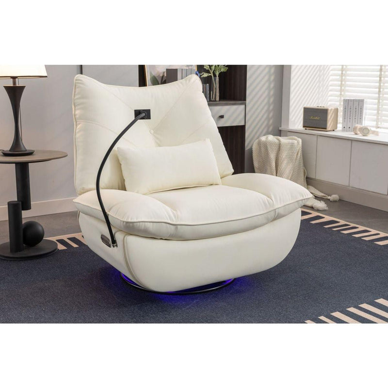 270 Swivel Glider Recliner Chair, Power Recliner Rocking Chair, USB Port Charge for Nursery Chair with Atmosphere Lamp for Living Room Bedroom Apartment