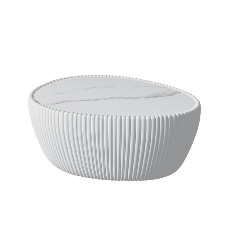 Light Sintered Stone Top Goose Egg Shape Table, photo 5 of 5