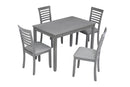 5 Piece Modern Dining Set, Rectangular Wooden Dining Table with 4 Upholstered Chairs for Kitchen, Dining Room, Gray