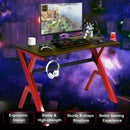 Ergonomic Gaming Desk with Carbon Fiber Surface and R-Shape Steel Frame by LJGDeals
