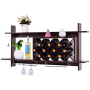 Wall Mount Wine Rack with Glass Holder & Storage Shelf-Walnut by LJGDeals