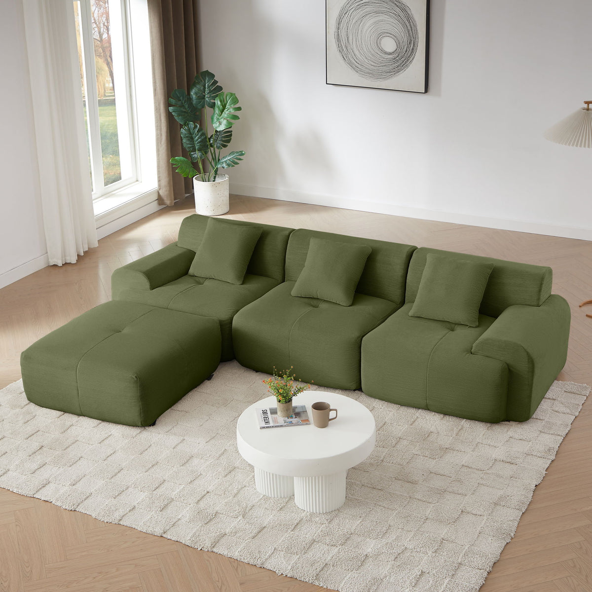 L Shaped Modular Sectional Sofa And Movable Ottoman, photo 12 of 20