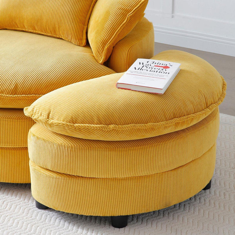 360° Swivel Accent Barrel Chair Modern Comfy Round Reading Sofa Swivel Chairs Circle Lounge Chair for Bedroom Living Room w/4 Pillow Lower Seating Heigh (Yellow)