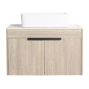 30" Modern Design Float Bathroom Vanity With Ceramic Basin Set, Wall Mounted White Oak Vanity With Soft Close Door, KD-PackingD-Packing Pieces
