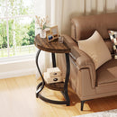 Half Round End Table With Frame, 2 Tier Semi Circle For Entryway - Brown / Black by HouseOfZazla