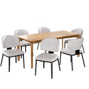 7 Pieces Contemporary Dining Set with Faux Leather Chairs and Metal Legs , Black+White+Natural Wood Finish