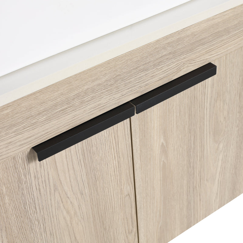 24" Modern Design Float Bathroom Vanity With Ceramic Basin Set, Wall Mounted White Oak Vanity With Soft Close Door, KD-PackingD-Packing Pieces