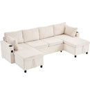 Sectional Sofa Bed With Pull Out Sleeper, USB Ports, Cup Holders by HouseOfZazla