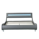 Queen Size Upholstered Platform Bed Frame with LED Lighting