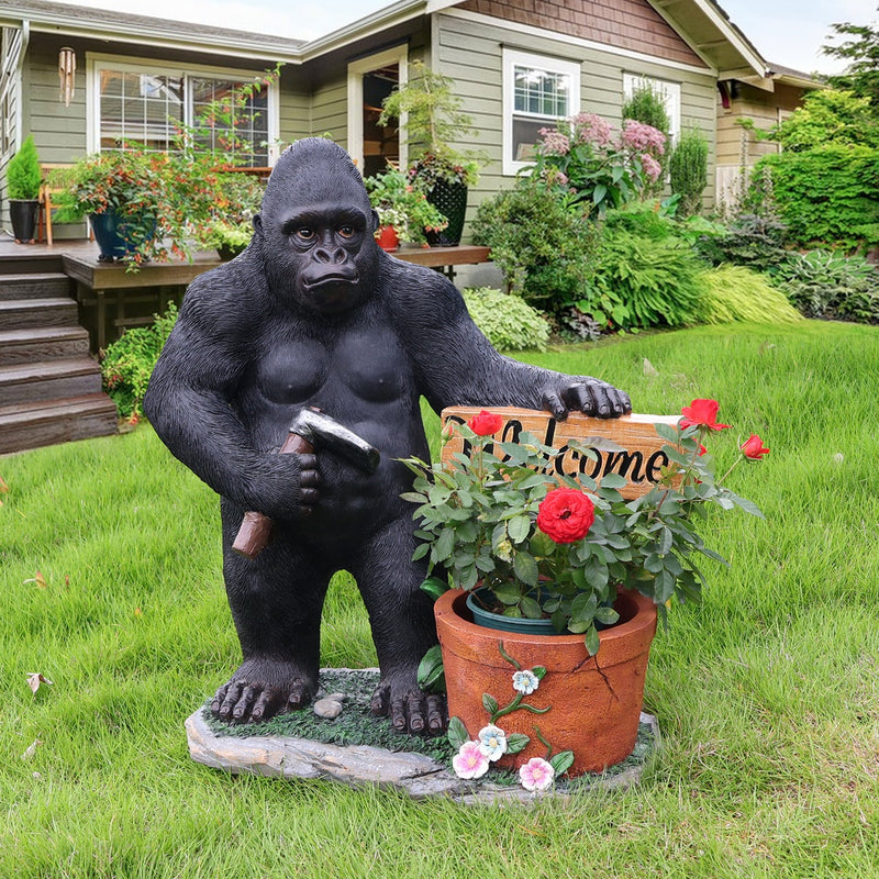 Outdoor Garden Sculpture Chimpanzees Flower Pot Planter, photo 7 of 10