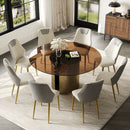 Modern Round Dining Table Set With Glass Top And Steel Legs by HouseOfZazla