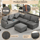 Sectional Sofa Modular U-Shaped With Ottoman & USB Ports