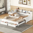 Daybed Frame With Storage Bookcases, 2 Drawers, Charging Station