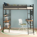 William - Twin Loft Bed 3 Shelf With Built In Desk - Matte Black by HouseOfZazla