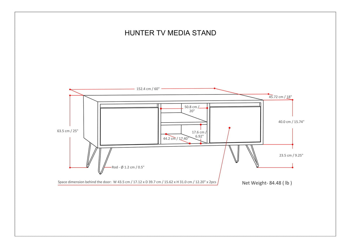 Hunter - TV Media Stand - Umber Brown Stain, photo 8 of 9