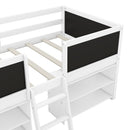 Low Loft Bed With Movable Shelves And Ladder, Decorative Chalkboard Guardrail by HouseOfZazla