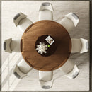 Modern Round Dining Table Set With Glass Top And Steel Legs by HouseOfZazla