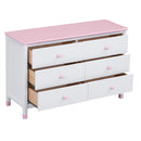 3-Pieces Bedroom Sets Full Size Platform Bed with Nightstand and Storage dresser,White+Pink