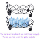 Big Large Capacity Folding Wagon Cart with Extender (Black + Orange)