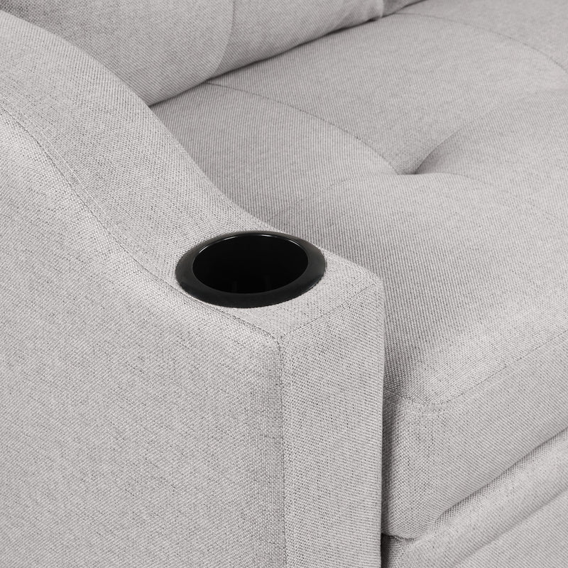 80.3" Pull Out Sofa Bed Modern Padded Upholstered Sofa Bed, Linen Fabric 3 Seater Couch with Storage Chaise and Cup Holder, Small Couch for Small Spaces