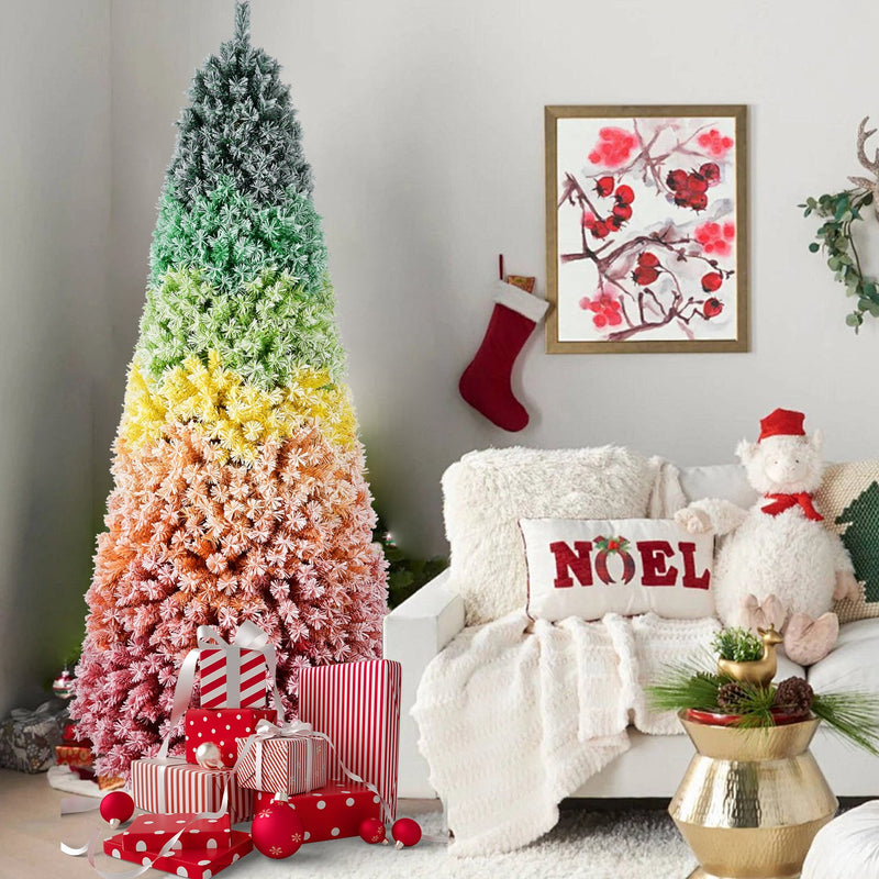 6ft Rainbow Gradient Flocked PVC Christmas Tree, photo 6 of 9