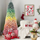 7.5ft Rainbow Gradient Flocked PVC Christmas Tree