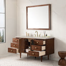 James Martin Amberly 60" Dual Mount Single Bathroom Vanity, Mid-Century Walnut