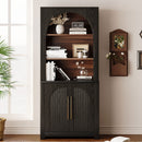 Modern Black Bookcase with Storage Cabinet