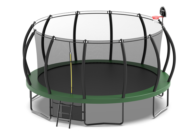 16FT Trampoline with Basketball Hoop - Recreational Trampolines with Ladder, Shoe Bag and Galvanized Anti-Rust Coating