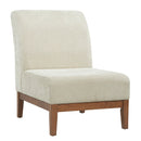 Upholstered Accent Chair - Beige / Walnut by HouseOfZazla