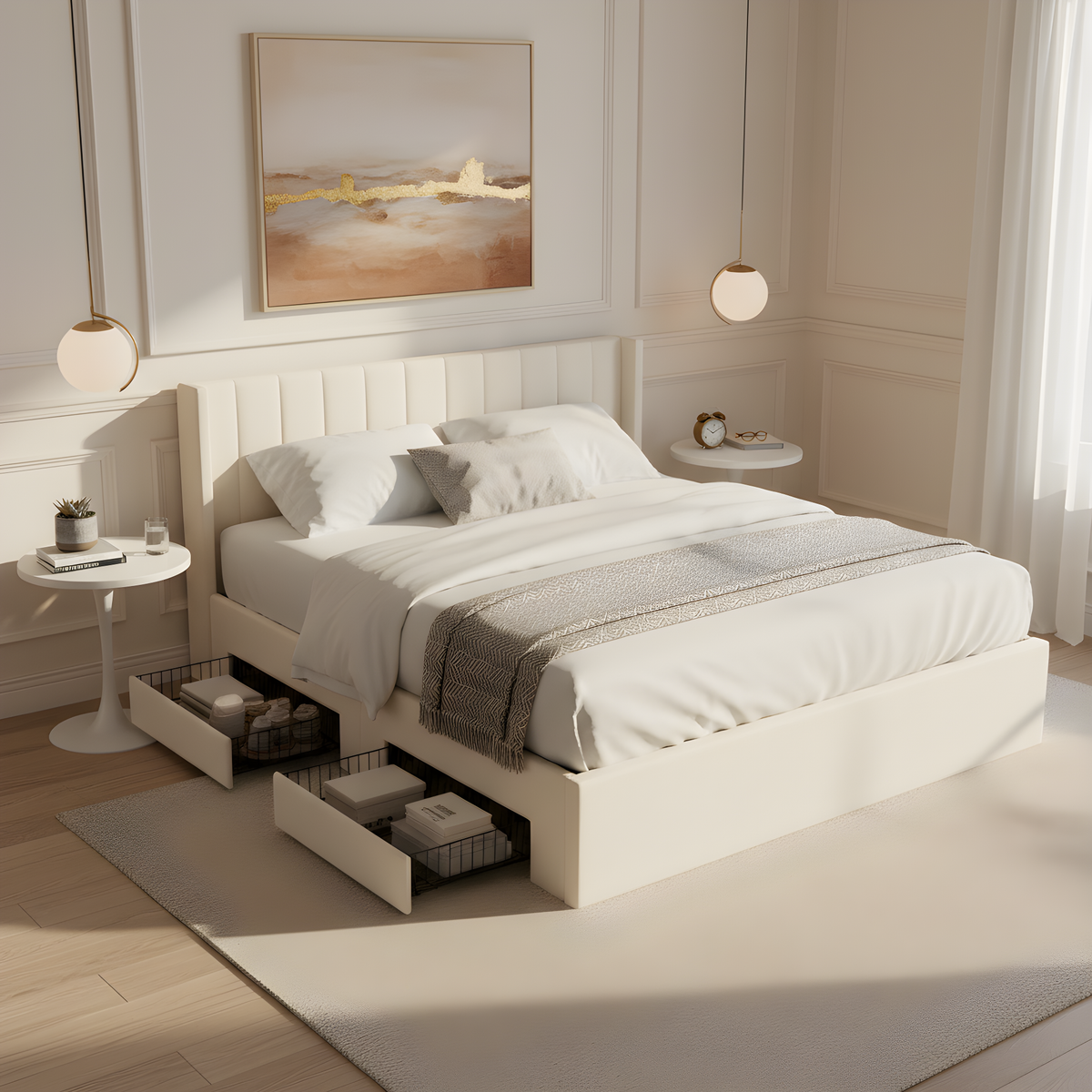 Large-Capacity Upholstered Storage Bed with Drawers, photo 5 of 10