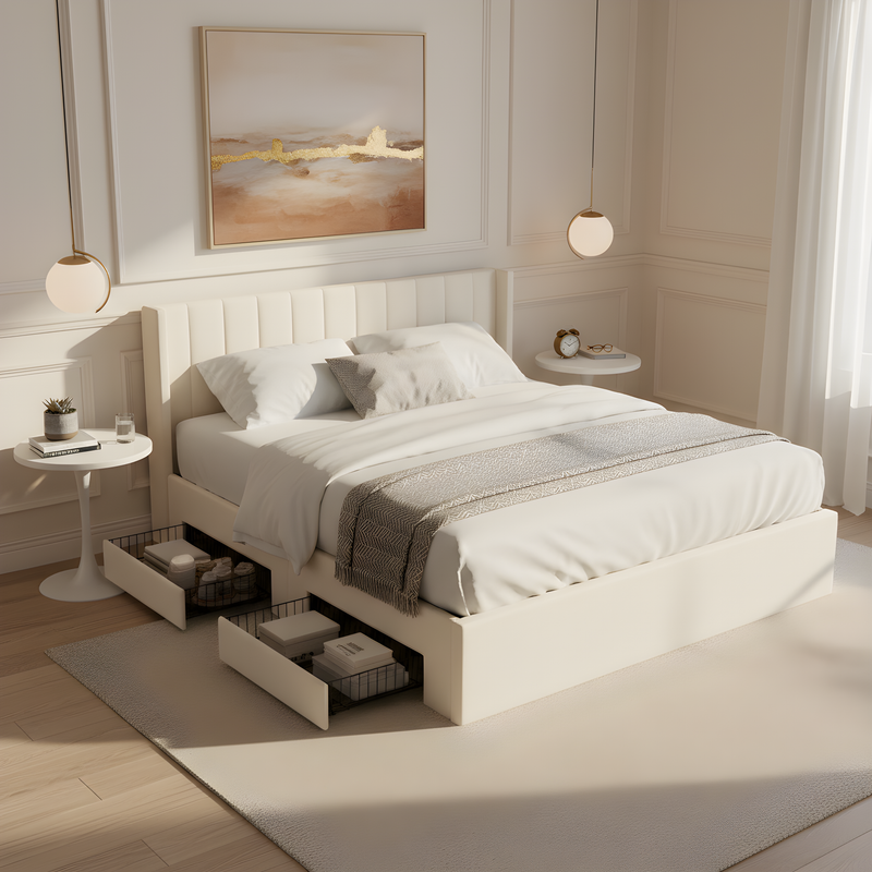 Large-Capacity Upholstered Storage Bed with Drawers, photo 5 of 10