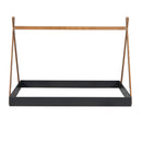 Full Size Tent Floor Bed With Triangle Structure, Low Profile Design - Black / Brown by Unique Piece Furniture