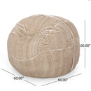 Vida - Modern 5 Foot Rounded Bean Bag - Snow White / Beige