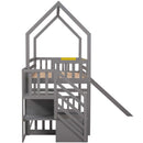 Twin Over Twin House Bunk Bed With Convertible Slide, Storage Staircase by HouseOfZazla