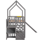 Twin Over Twin House Bunk Bed With Convertible Slide, Storage Staircase by Unique Piece Furniture