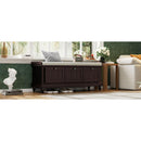 TREXM Classic Shoe Bench with Cushion and Three Drawers, Fluted Entryway Bench with Storage for Living Room, Entryway, and Hallways (Espresso)