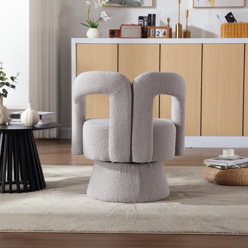 360 Degree Swivel Cuddle Barrel Accent Chairs, Round Armchairs with Wide Upholstered, Fluffy Fabric Chair for Living Room, Bedroom, Office, Waiting Rooms